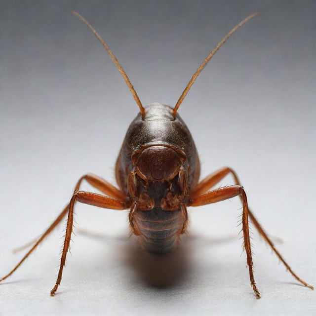 Highly-detailed imagery of a cockroach, showcasing its unique shape, texture, and the free movement of its spiny legs and long antennae.