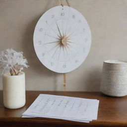 An image of a calendar stuck on the Magha month, in a room filled with winter decor, symbolizing a winter that does not pass, and a karma wheel to represent retribution.