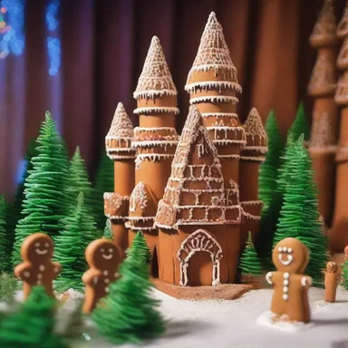 In the magical realm of the Enchanted Forest, the gingerbread castle stood tall, guarded by gingerbread soldiers.