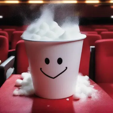 The character in the movie theater ordered a large tub of sugar water to enjoy during the film.