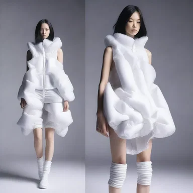 The avant-garde designer created a collection inspired by medical equipment, using the concept of inhalation general anesthetic as the main element in their garments, creating a unique fusion of science and fashion.