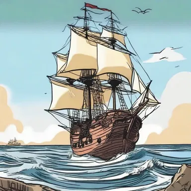In the cartoon, the pirate ship's forestay snapped, causing the mast to come crashing down.