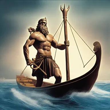 According to Greek mythology, the god Poseidon used his trident to damage the forestay of Odysseus' ship, delaying his journey back home.