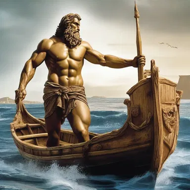 According to Greek mythology, the god Poseidon used his trident to damage the forestay of Odysseus' ship, delaying his journey back home.