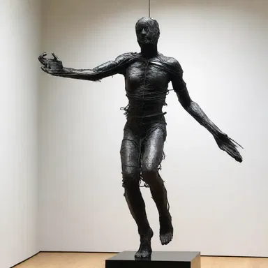 The artist created a powerful sculpture depicting a figure being strangulated, symbolizing the suffocating feeling of oppression.