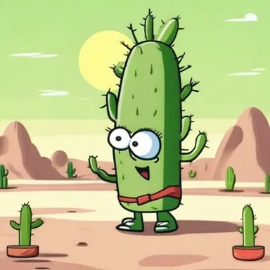 In the cartoon, the cactus character always carries a tiny nopal on its head.