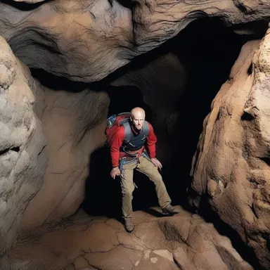The hiker's heart raced as he heard a bloodcurdling scream echoing through the cave, and he clutched onto his karabiner in fear.