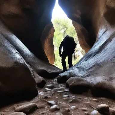 The hiker's heart raced as he heard a bloodcurdling scream echoing through the cave, and he clutched onto his karabiner in fear.