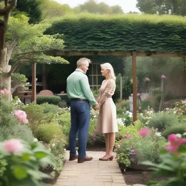 As a gesture of love, he surprises his partner by taking care of the upkeep of their shared garden, making it a cozy and beautiful space for them to enjoy together.