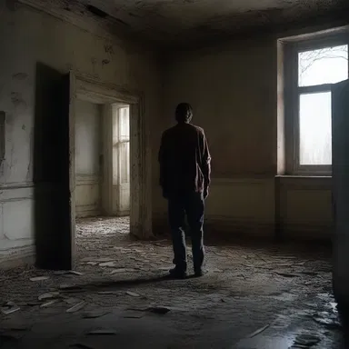 In the horror movie, the protagonist is trapped in an abandoned mansion, struggling to find enough food for his upkeep.