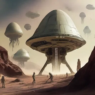 In the science fiction novel, the people on an alien planet rely on advanced technology for their upkeep, as the resources are scarce.