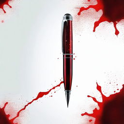 A digital art image showcasing a unique combination of a pen and a bloody scalpel