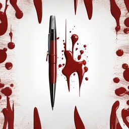 A digital art image showcasing a unique combination of a pen and a bloody scalpel