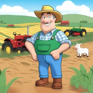In the animated series 'Farm Friends', Farmer Joe can be seen harrowing his fields every morning to ensure a bountiful harvest.