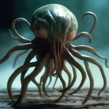 The alien creature in the movie was described as a hideous monster with multiple eyes and tentacles.
