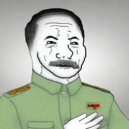 An excellently crafted digital art image, presenting a Wojak character modeled to mirror the features of Stalin