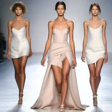 The model's restlessness was evident on the runway as she constantly fidgeted with her dress.