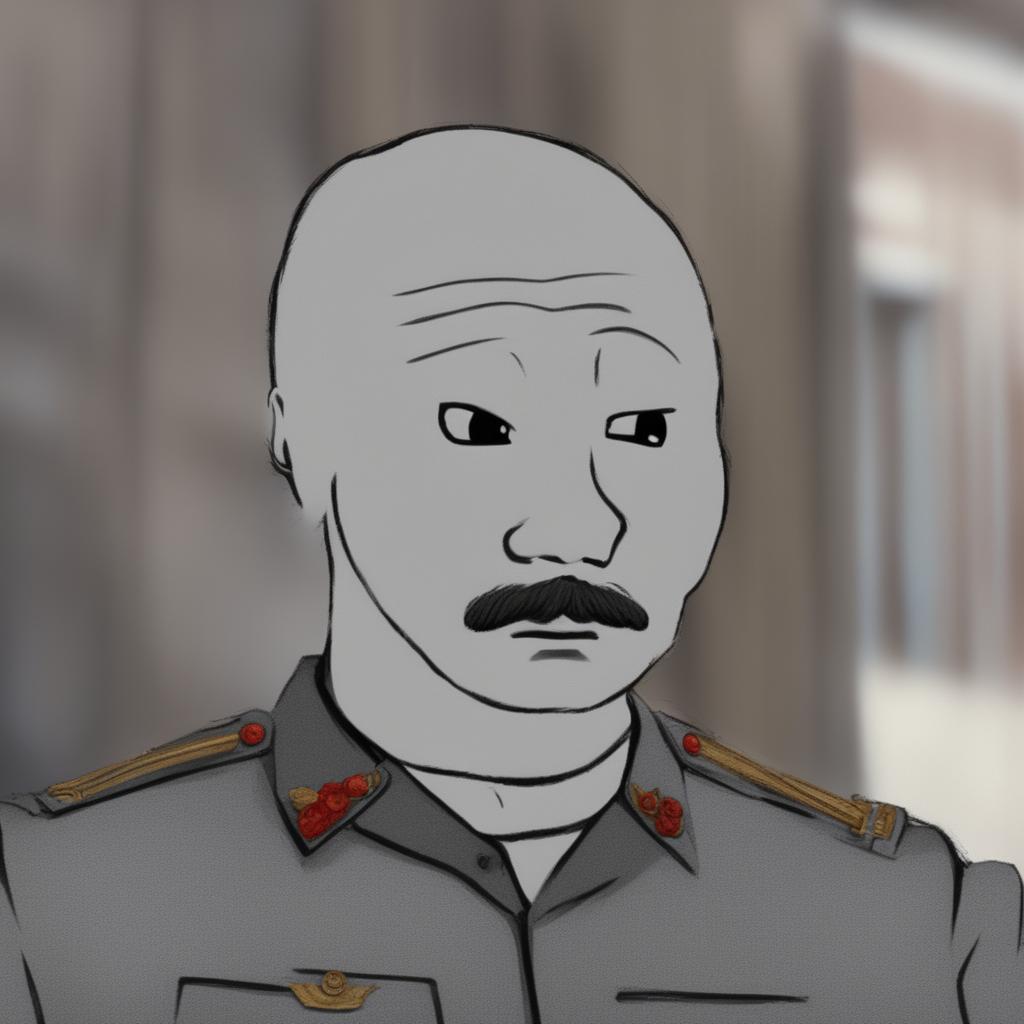 A high-quality digital art image of a Wojak character, designed to resemble Stalin