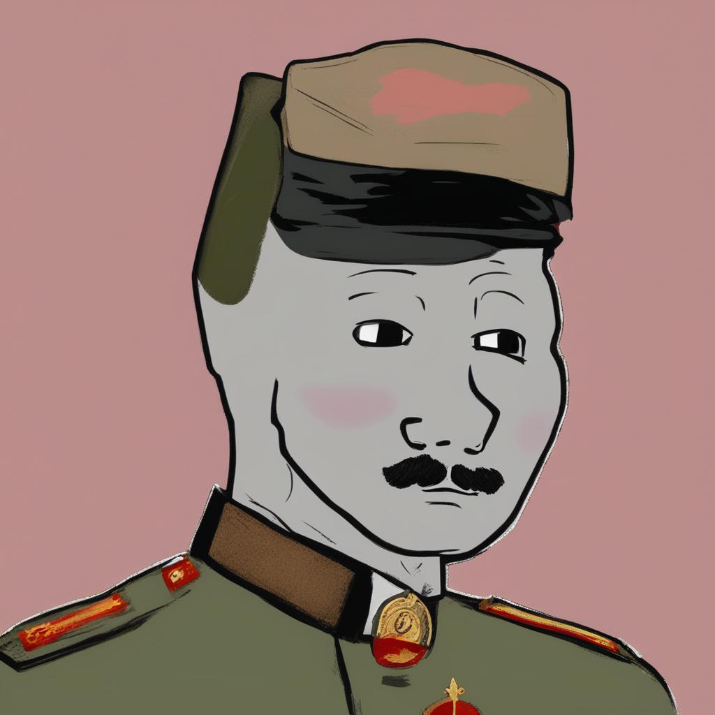 A high-quality digital art image of a Wojak character, designed to resemble Stalin