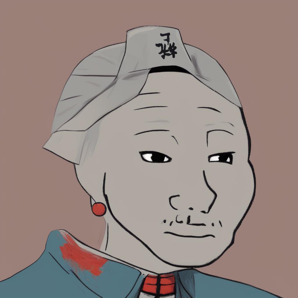 A high-resolution digital art image of a Wojak character with features reminiscent of Chairman Mao, maintaining the distinctive style of the Wojak meme and incorporating elements associated with the historical figure