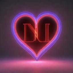 Animate the letters 'N' and 'L' inside a heart, illuminating them with a vibrant glow