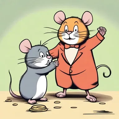 The cartoon depicted the comical struggle between the cat and the mouse as they fought for supremacy in the house.