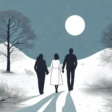 In the moonlight, the young couple struggled up the hill, their hands intertwined.
