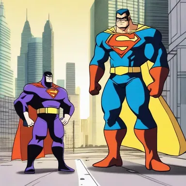 In the animated series, the superhero struggled against the supervillain to protect the city.