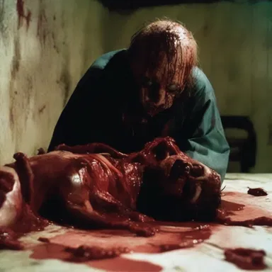 The gruesome scene in the horror movie turned my stomach.