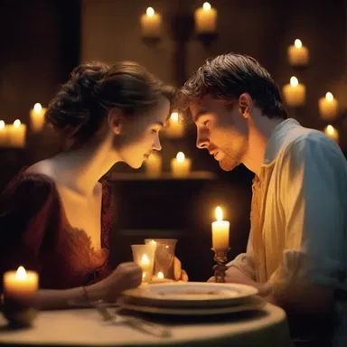 Torn apart by a misunderstanding, the star-crossed lovers finally find rapprochement at a candlelit dinner, confessing their love and vowing to never be apart again.