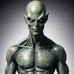 Create a safe, DC comic style art piece featuring an artistic alien man, showcasing his unique and natural anatomy with detailed respect for his alien physique.