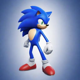 Create a detailed image of Sonic the Hedgehog, the iconic blue speedster of the Sega universe.