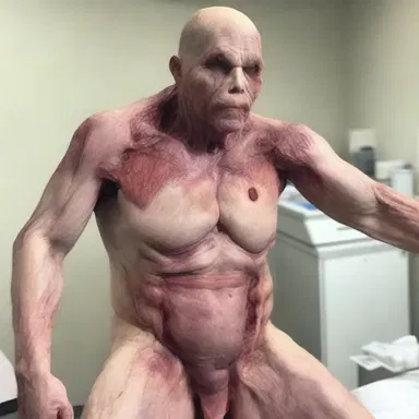 As the scientist injected the melanocyte-stimulating hormone into his skin, he witnessed a horrifying transformation into a grotesque creature.