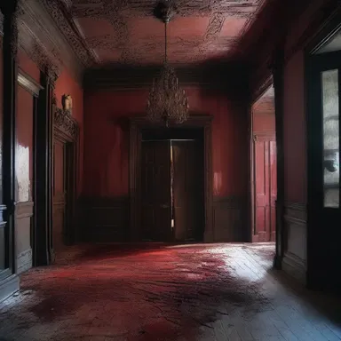 In the chilling horror story, a haunted old mansion is discovered to contain a hidden room covered in blood-red epistles, each containing a cryptic message of doom.