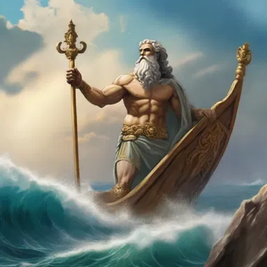 According to ancient Greek mythology, the sea god Poseidon was known for his mastery of steerage, guiding countless ships with his trident.
