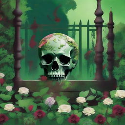 A high-quality digital art poster for a movie, featuring a vibrant green garden brimming with flowers and plants