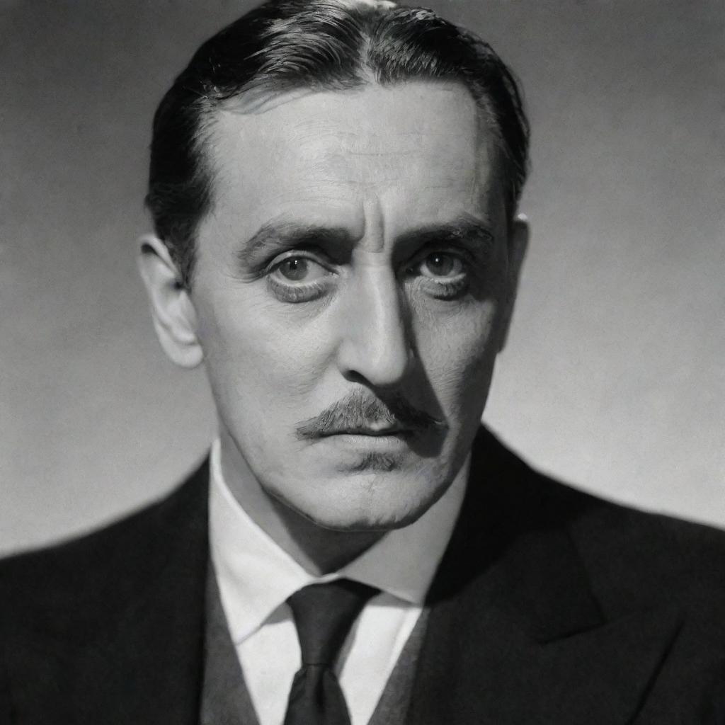 Portrait of American actor John Barrymore in his prime, with expressive eyes and a distinctly theatrical pose.