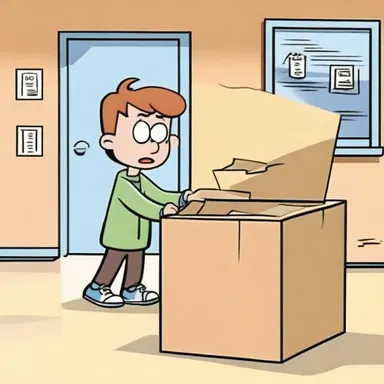 In the cartoon, the character's misgivings about the mysterious package lead to a comical series of events.