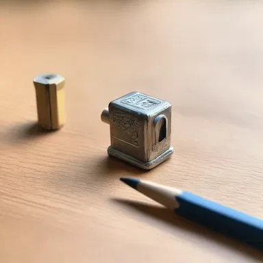 The artist used a vintage pencil sharpener to create delicate, precise tips on their pencils, allowing them to achieve greater detail and precision in their artwork.