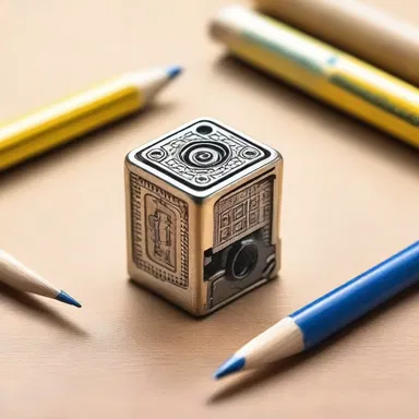 The artist used a vintage pencil sharpener to create delicate, precise tips on their pencils, allowing them to achieve greater detail and precision in their artwork.