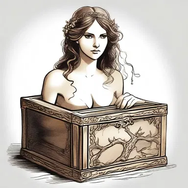 According to Greek mythology, Pandora's curiosity led her to open the forbidden box and release all the evils, while her innocence made her unaware of the consequences.