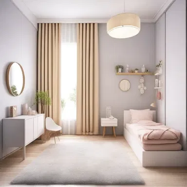 The interior design of the room was decorated in a style that reflected simplicity and innocence, with light colors and soft textures.