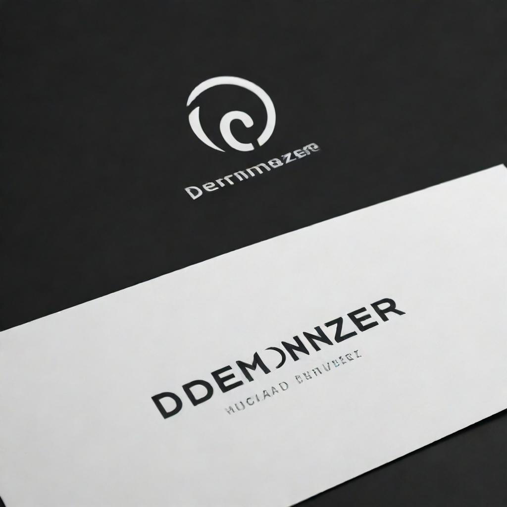 Create a professional and creative logo for a brand named 'Dermonzer'. The design must be unique, sleek, and represent the brand's values in an abstract form.