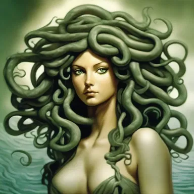 According to Greek mythology, Medusa was a terrifying unhuman creature with snakes for hair.