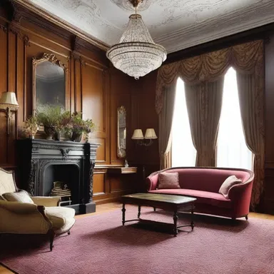 The Victorian-style house was decorated with a touch of conservatism, featuring classic furniture and ornate woodwork.