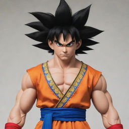 An interpretation of Goku from Dragon Ball Z, styled with Brazilian cultural clothing and flair.