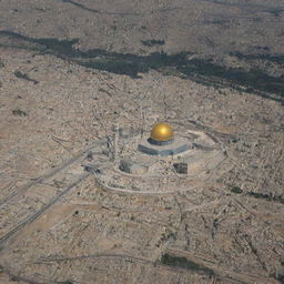 An AI-enhanced image integrating the visuals of Jerusalem, war, chemistry, chemical engineering, and reactors.