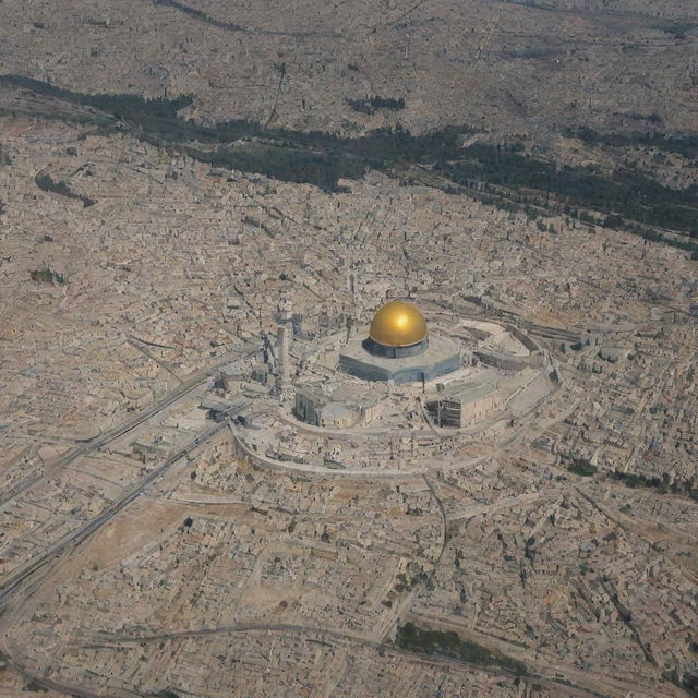 An AI-enhanced image integrating the visuals of Jerusalem, war, chemistry, chemical engineering, and reactors.