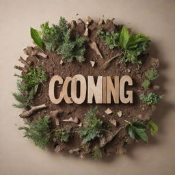 A blend of natural and distorted elements with the phrase 'coming soon' embedded artistically.