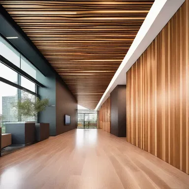 The luxurious zebrawood panels were used in the interior design of the modern office building.